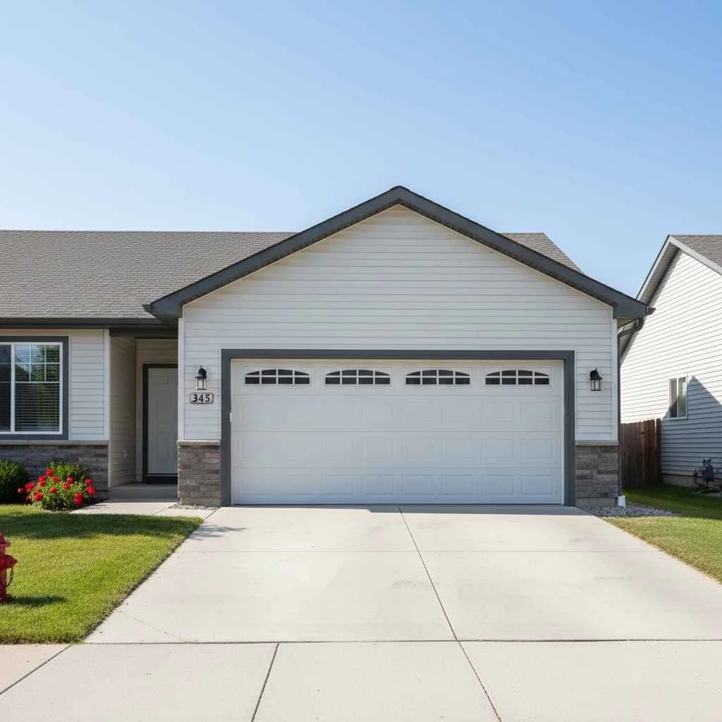 Fully functional residential garage door exterior