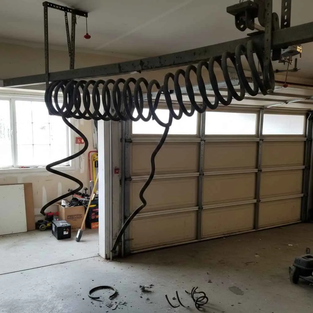 broken torsion spring above garage door