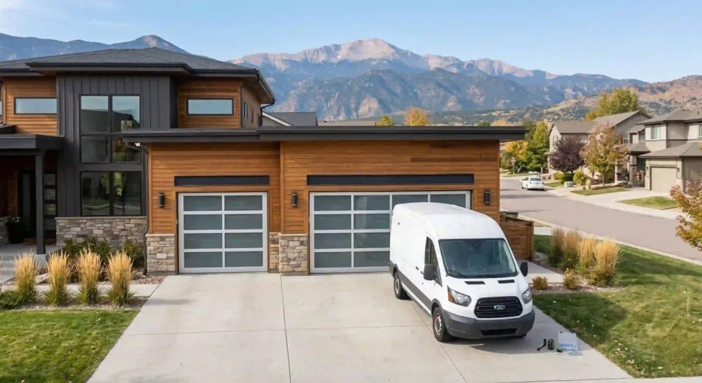 modern suburban garage exterior in Longmont