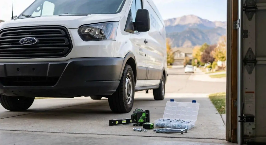 properly aligned garage door track
