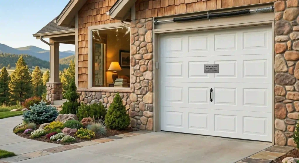 well-maintained residential garage door on a Loveland home exterior.