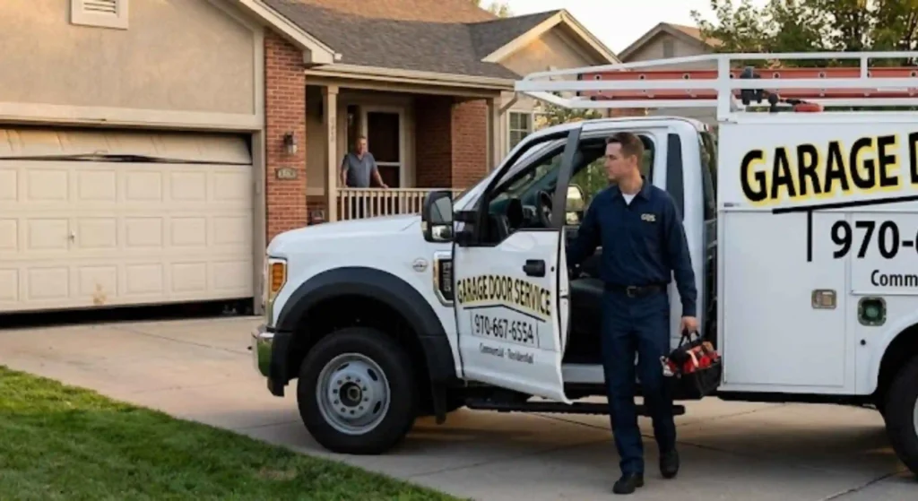 emergency repair truck arriving at a home