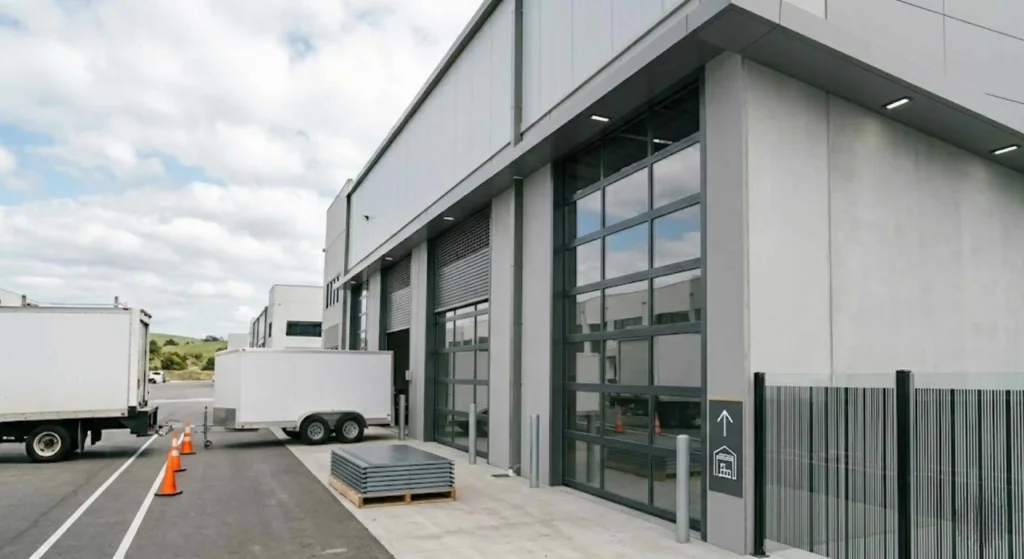 modern commercial facility with upgraded doors